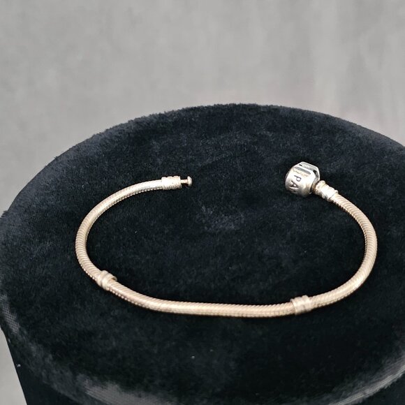 Pandora Moments silver 925 ALE snake chain charm bracelet J-16 - Picture 3 of 3